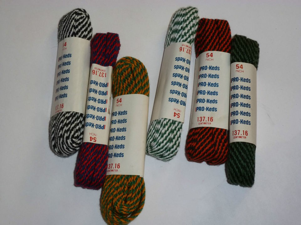 VINTAGE 1970s PRO KEDS SHOELACES 6 DIFFERENT COLORS 54 NEW SHOE 