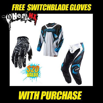 2013 ONEAL ELEMENT VILLAIN PANT(42) & JERSEY(XXL) FREE MX SB GLOVES 