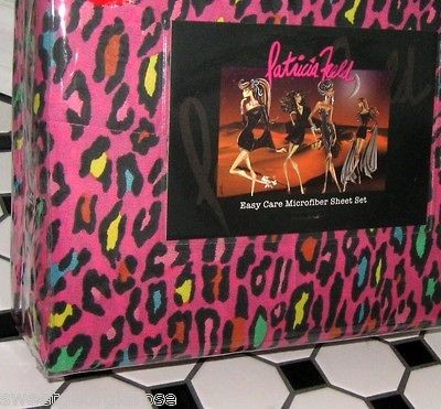 PATRICIA FIELDS Twin Sheet Set ANIMAL CHEETAH PRINT LEOPARD Pink Green 