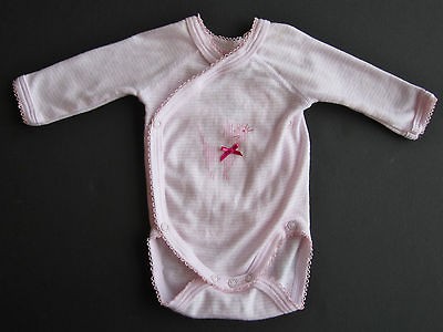 European Boutique Petit Bateau NB Preemie pink kitten stripe kimono 