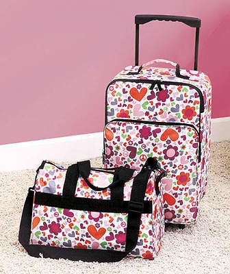   PIECE HEART DESIGN KIDS LUGGAGE SET ROLLING SUITCASE & DUFFEL BAG