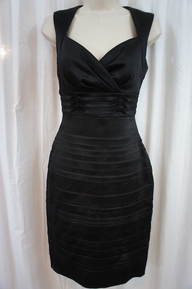 Jax Dress Sz 4 Black Sleeveless Tiered Empire Waist Evening Cocktail 