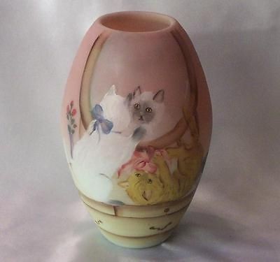 gibson satin burmese vase kitten in mirror handpainted expedited 