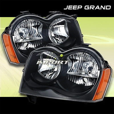   JEEP GRAND CHEROKEE BLACK HEADLIGHT HEADLIGHTS W/REFLECTOR (Fits Jeep