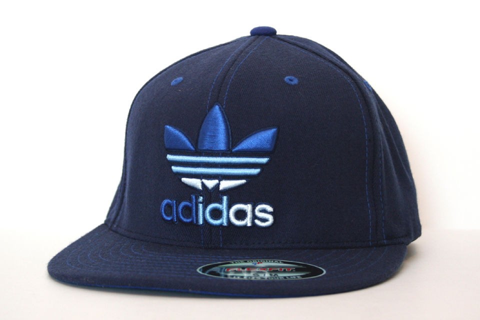 Adidas Originals POUNCER II Flat Bill FlexFit Mens Cap Blue 