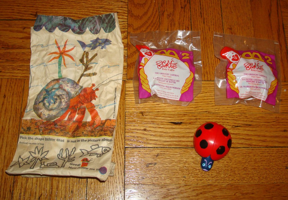 x2 Lot ERIC CARLE MCDONALDS Happy Meal Toys Kids ORIGINAL BOX Crouchy 