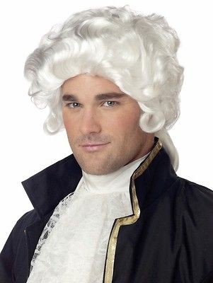 70172 NEW COLONIAL MAN WHITE FUNNY CURLY HALLOWEEN COSTUME WIG ONE 