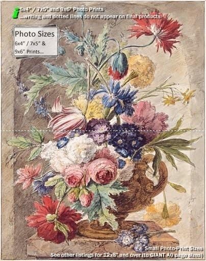   9x6 in. Reproduction Flower Still Life C 1734 Jan Van Huysum Other Siz