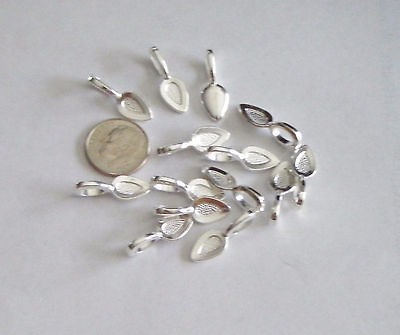 80 MEDIUM SILVER TEARDROP GLUE ON BAILS~GREAT FOR BOTTLE CAP NECKLACES