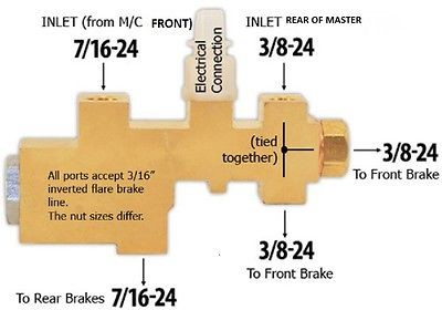 65 66 68 70 73 MUSTANG DISC BRAKE PROPORTIONING VALVE