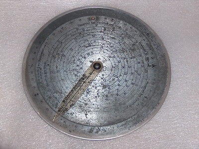 Vintage circular slide rule, machinists calculator?, Germany?, 1920 