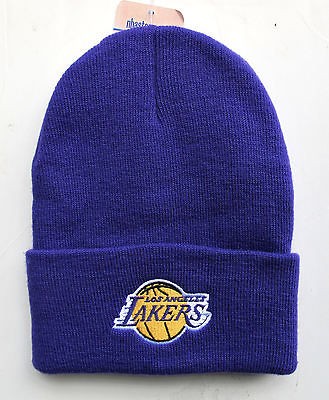 los angeles lakers purple knit beanie cap hat time left