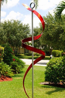   Abstract Painted Metal Art Sculpture Red Ribbon Dancer Jon Allen