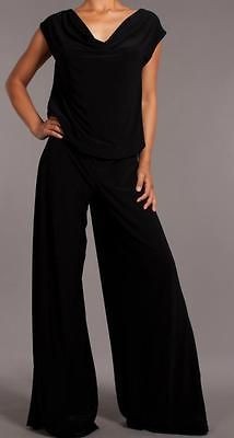 NEW ELEGANT EFFORTLESS BLACK SHEER CHIFFON BACK JERSEY COW NECK 