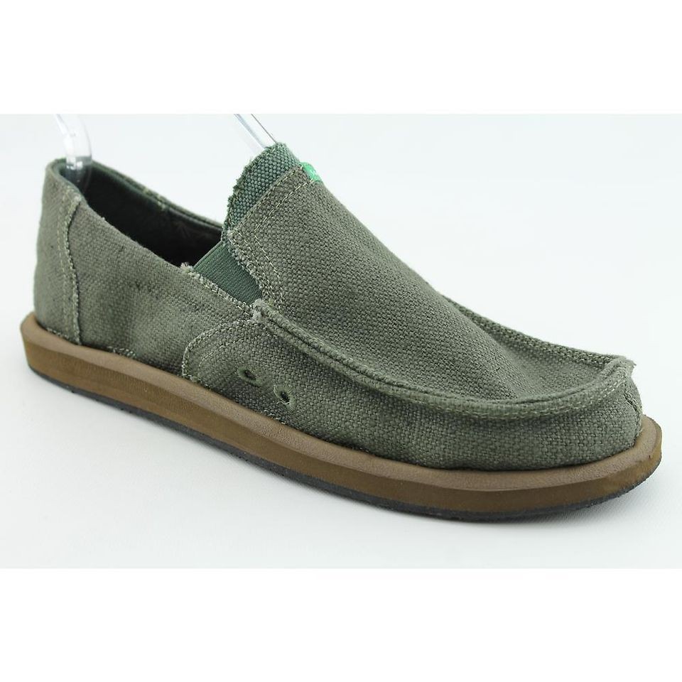 sanuk rasta pouch mens size 8 green textile loafers shoes