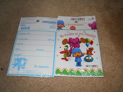 POCOYO 6 PC SET OF BIRTHDAY PARTY INVITATIONS *SPANISH VERSION*