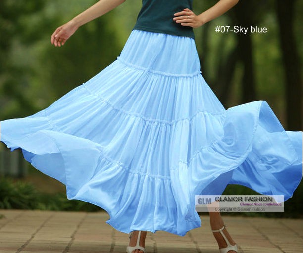 full circle chiffon skirt long skirt s 3xl # gf0690