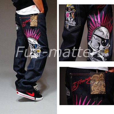 HipHop Mens Loose Graffiti Street Dance Pants Jeans Casual 