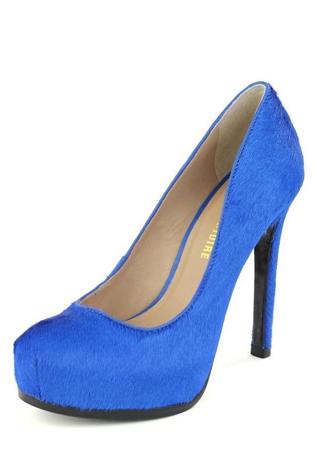 Pour La Victoire Womens $295 Ivette Electric BLUE Platform Pump High 