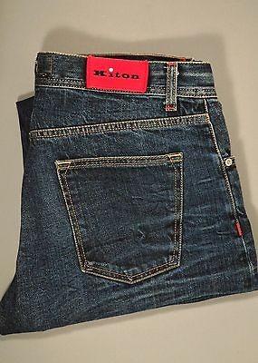 New $895 KITON Napoli Denim Jeans Imperfect NWOT 36 52 #05055