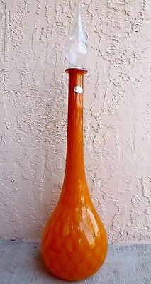 Murano Guildcraft ORANGE Vintage Quilted MID CENTURY Decorative 