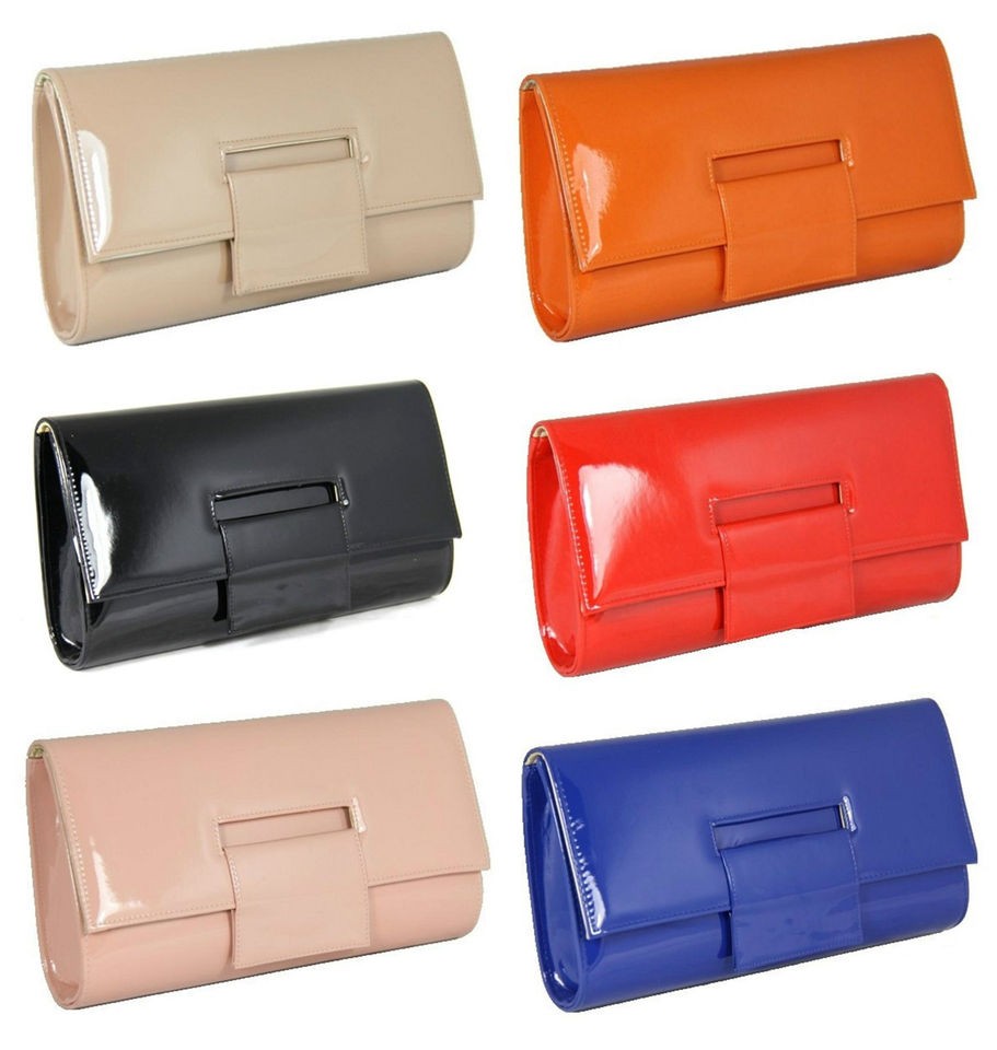 76Y WOMENS LADIES OVERSIZED PATENT CLUTCH PARTY PROM EVENING BAG 