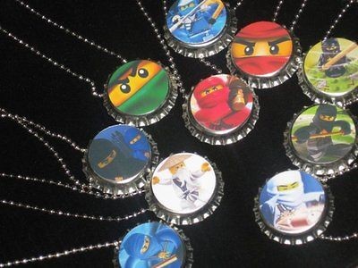 lego ninjago bottle cap ball chain necklace birthday party favors lot 