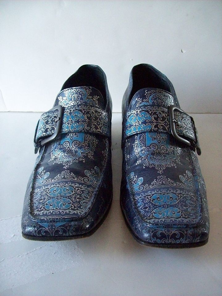 gianni barbato blue pattern mens fashion loafers size 41 8