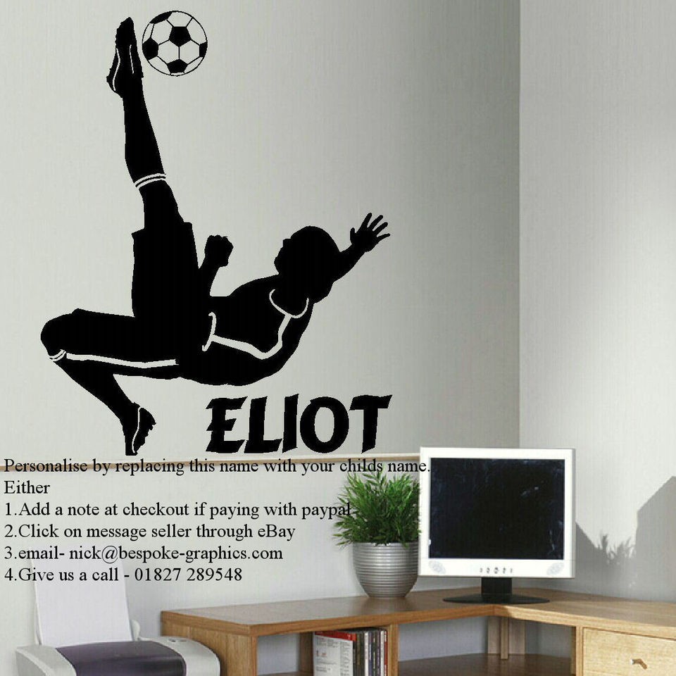 LARGE PERSONALISED FOOTBALL FOOTBALLER WALL MURAL TRANSFER ART STICKER 