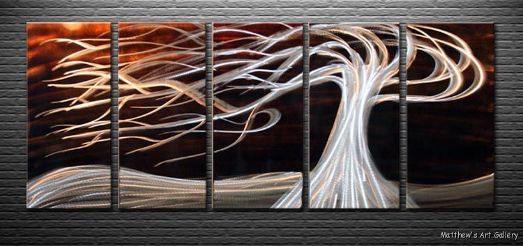 Metal Wall Art Abstract Landscape Modern Sculpture Contemporary Red 