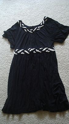 anthropologie black dress braided detail at neck and waist french 