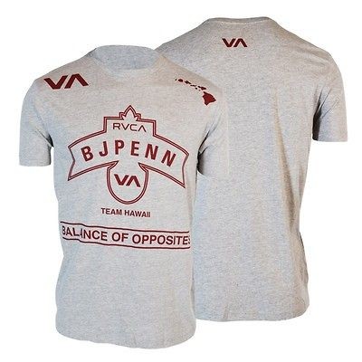 RVCA BJ PENN # 1 MMA TEE SHIRT HEATHER GRAY SIZES S, M, L, XL, 2XL