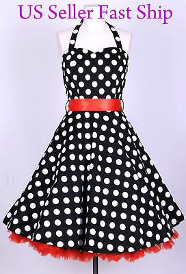 50S BigWhiteDot PLUS Size 4X Vintage Rockabilly Pinup Polka Dot Swing 