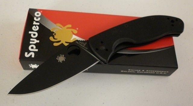 Spyderco Tenacious Black Plain Edge G10 Folding Knife C122GBBKP