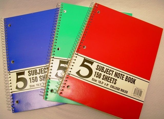 24  5 SUBJECT NOTEBOOK   150 SH.   10.5 X 8   C RULE