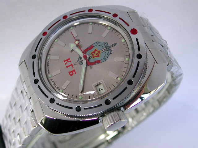 russian vostok auto amphibian watch kgb silver 2196b from russian