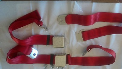 Red Vintage aircraft latch seat belt vw datsun 510 240Z 260z bug bus 