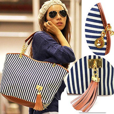 NEW FASHION KOREAN STYLE LADY TASSEL SHOULDER BAG/TOTE LINEN