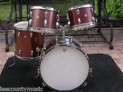 SUPER RARE SET 1966 LUDWIG HOLLYWOOD BURGUNDY SPARKLE 22 12 13 16 