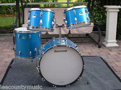   SET 1970 LUDWIG HOLLYWOOD BLUE SPARKLE 22 12 13 16 DRUM SET #G85