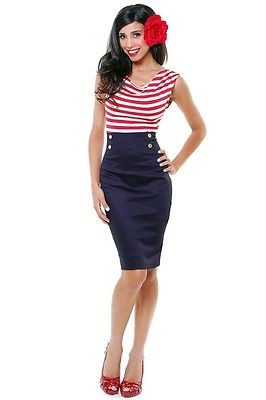 60 s pinup red striped hello sailor nautical wiggle dress