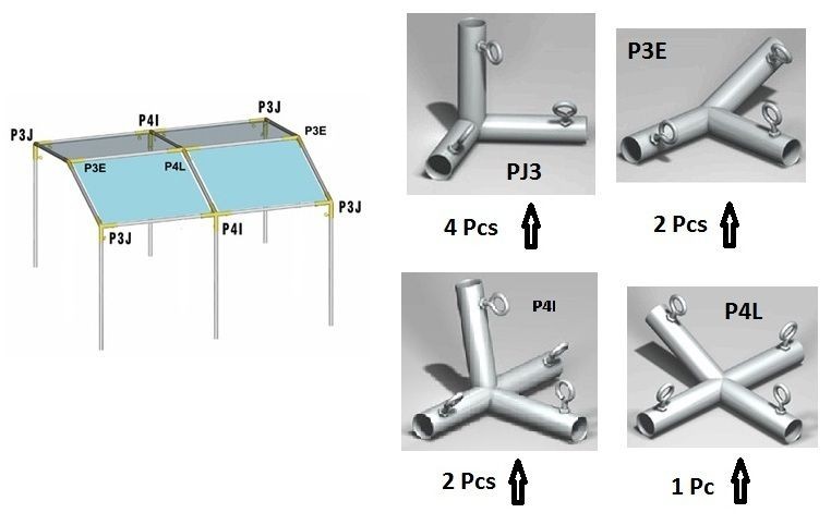 10x20 Ft Low Peak Canopy Fittings ( Only ) Auto Car Shade Boat Tent HD 