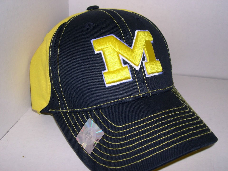 university of michigan hat new velcro maize navy lic time