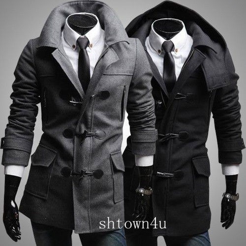 noble men fashion casual jacket coat removable hat