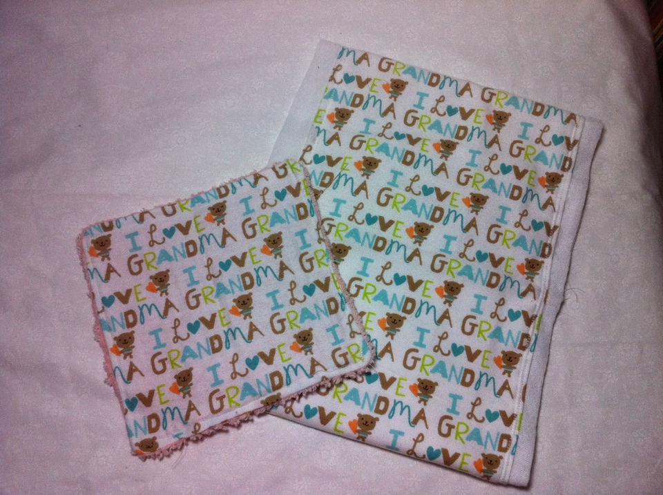 Burp Cloth and Matching Wash Cloth Set, I Love Grandma Pattern