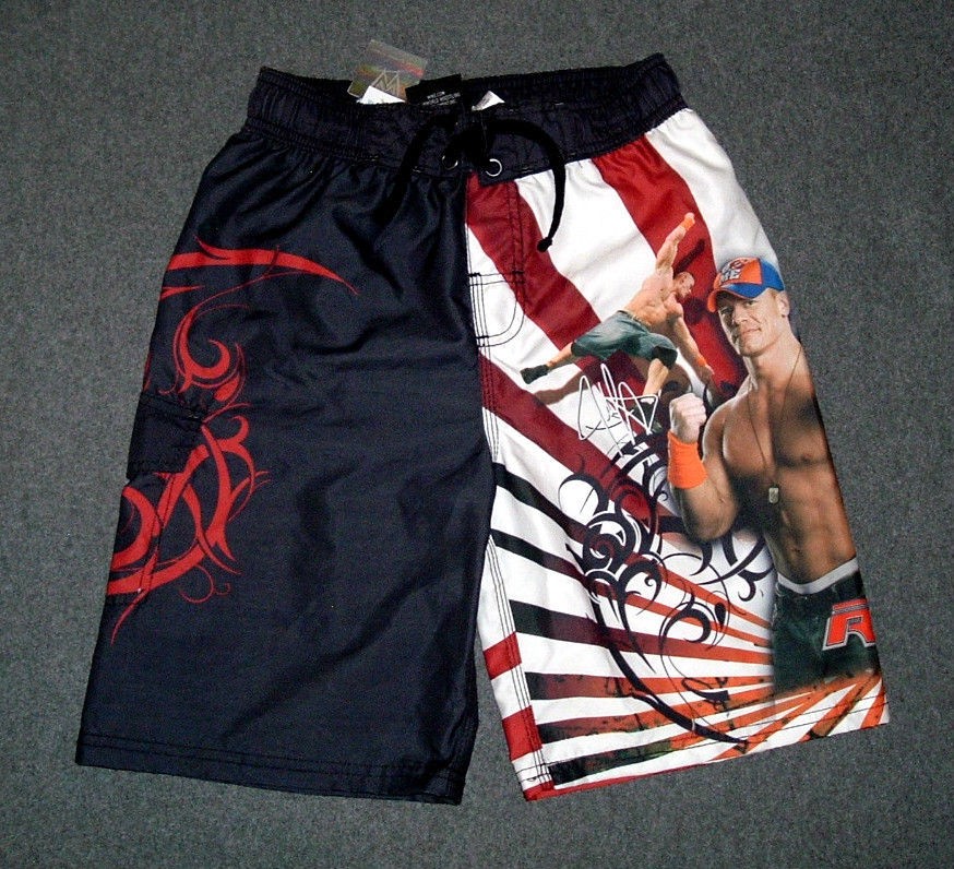 wwe john cena swim suit trunks shorts boys 10 12