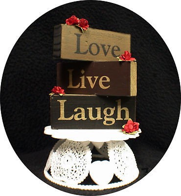 live love laugh wedding cake topper wood words red rose