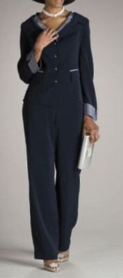 Womens Size 24 Navy/White Devon Pant Suit from Ashro *NEW W/ TAGS*