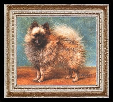 pomeranian dog portrait miniature dollhouse picture  11