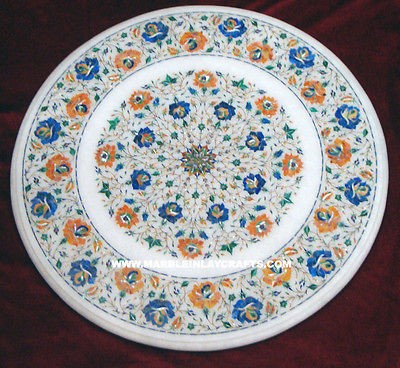 Marble Pietra Dura Coffee Table Top Stone Marble Inlaid Round Table 